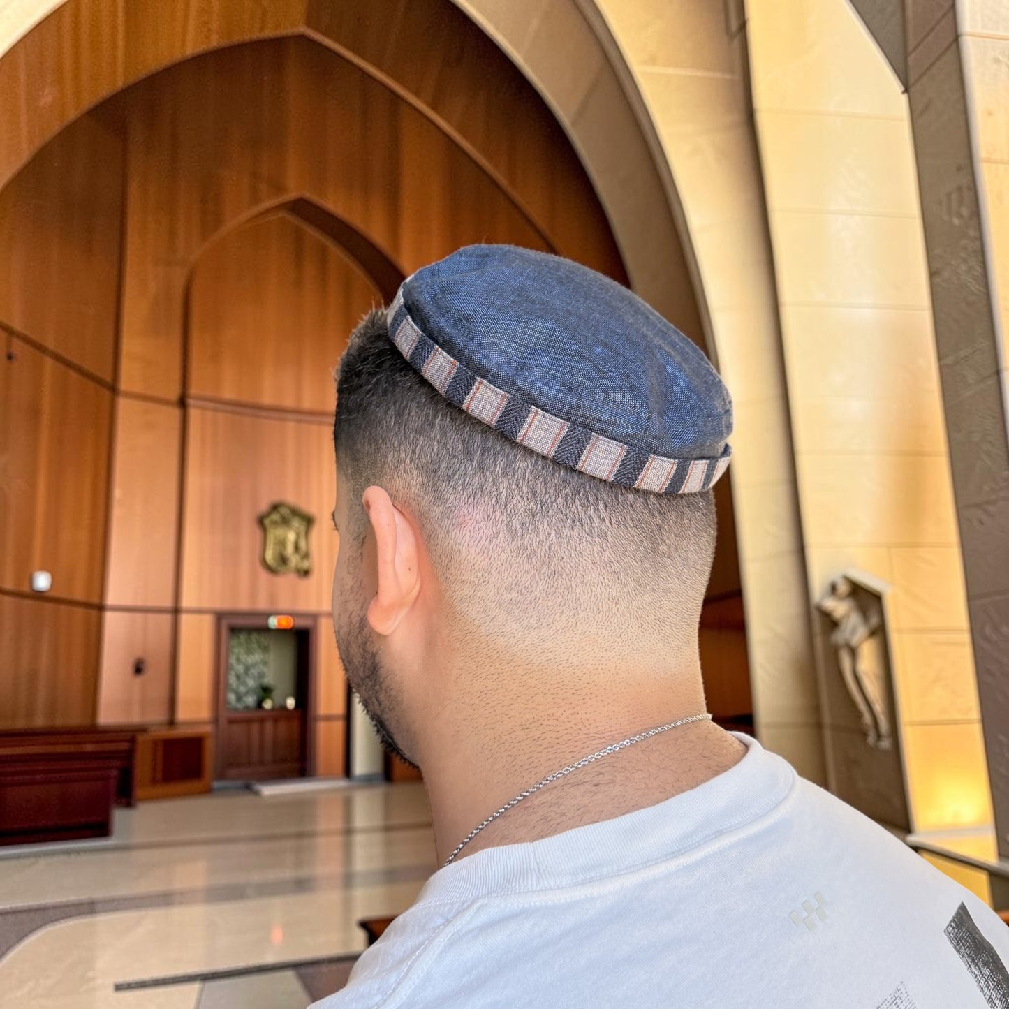 Denim Stripes & Jeans Blue, Two-in-One Jewish Kippah