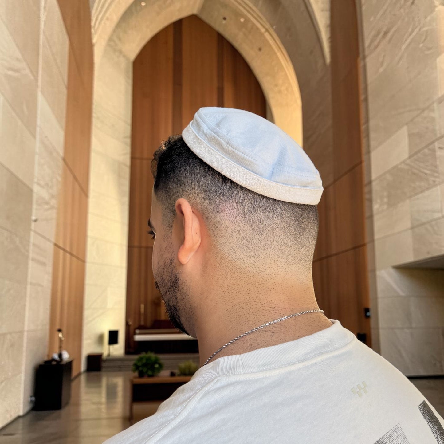 Ice Blue & White, Two-in-One Jewish Kippah