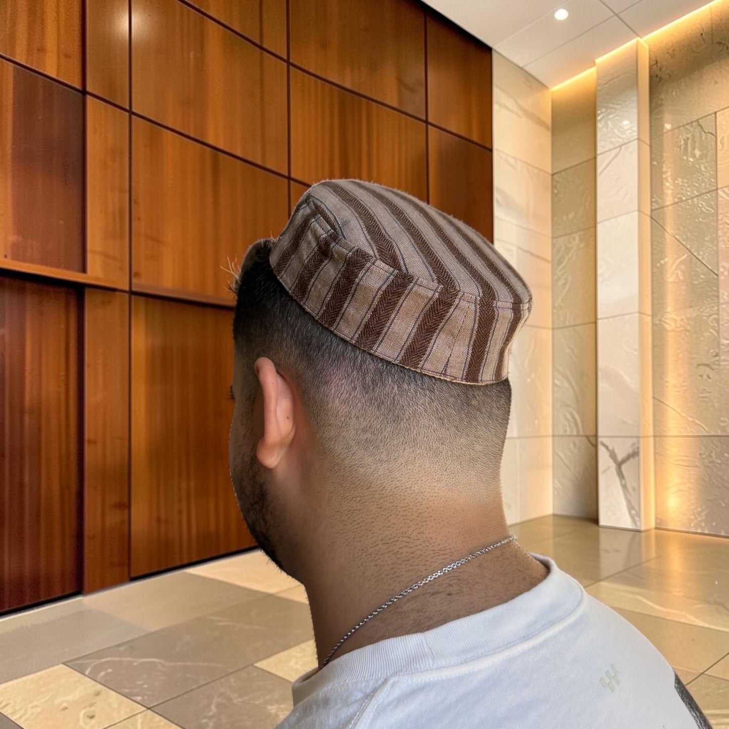 Cinnamon Stripes & Latte Brown, Two-in-One Jewish Kippah