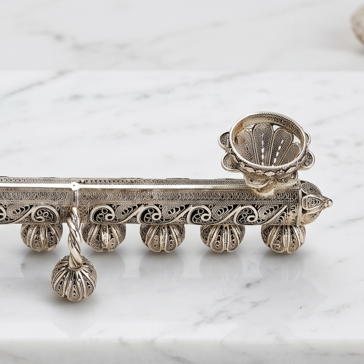 Yemenite Filigree 2-in-1 Hanukkah Menorah & Shabbat Candlesticks