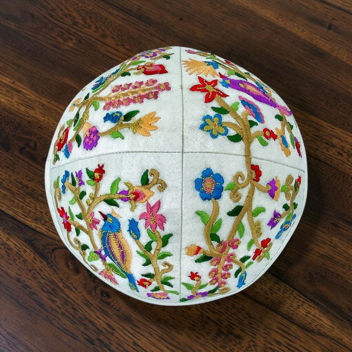 Kippa Brodé Oiseau Coloré 17cm