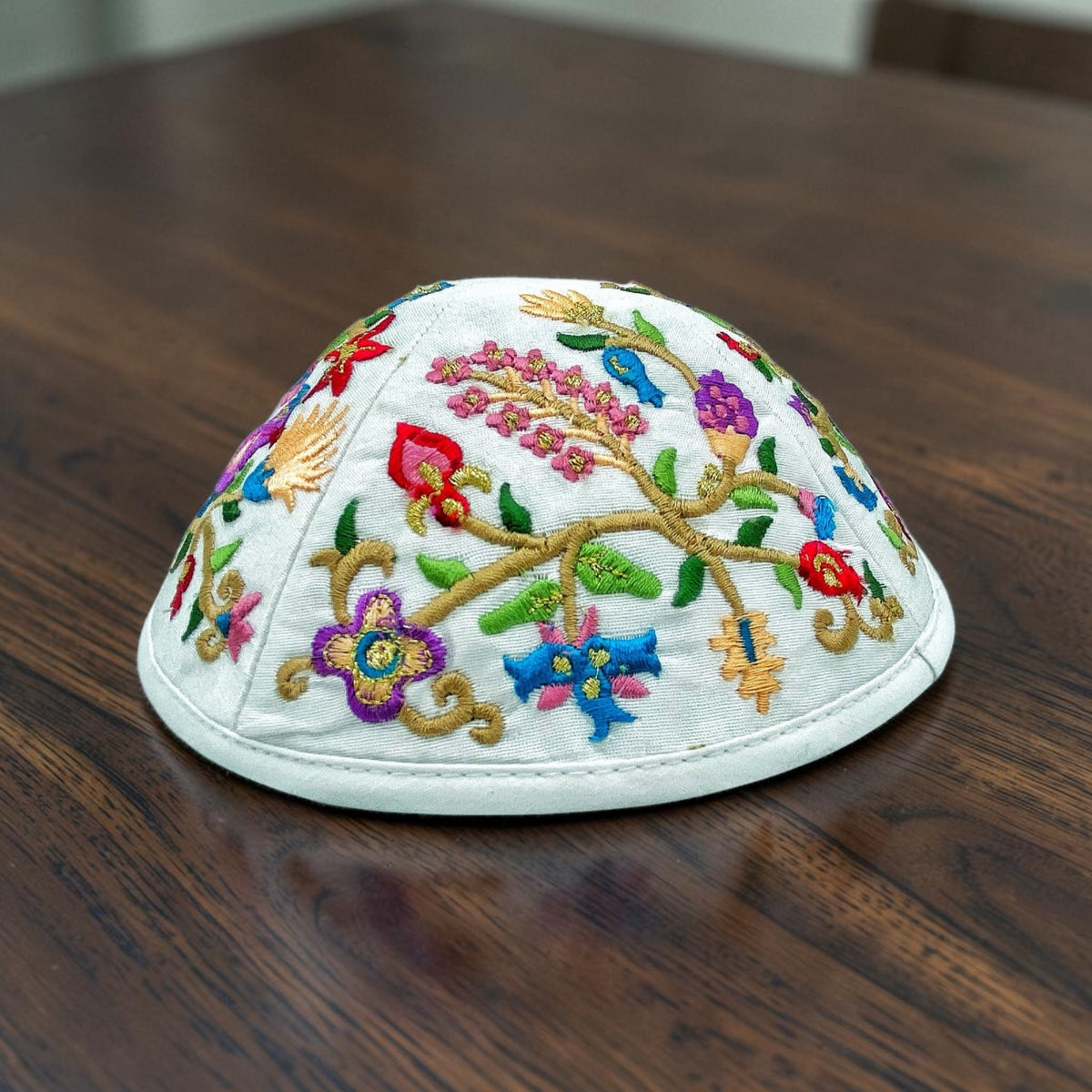 Kippa Brodé Oiseau Coloré 17cm