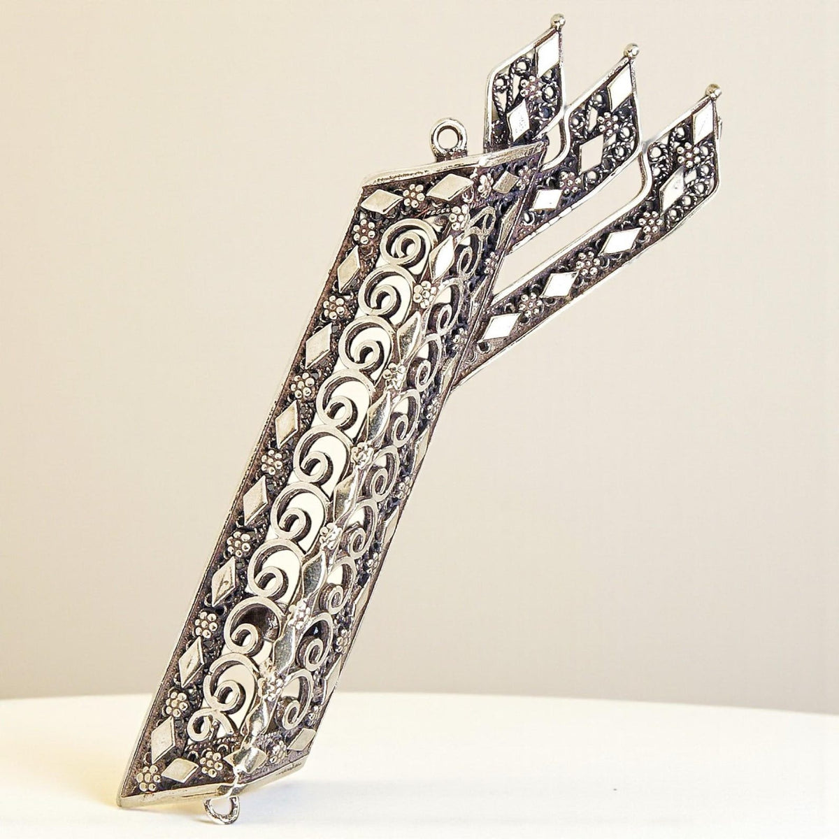 Étui à Mezouza Shin en argent sterling, art du filigrane yéménite
