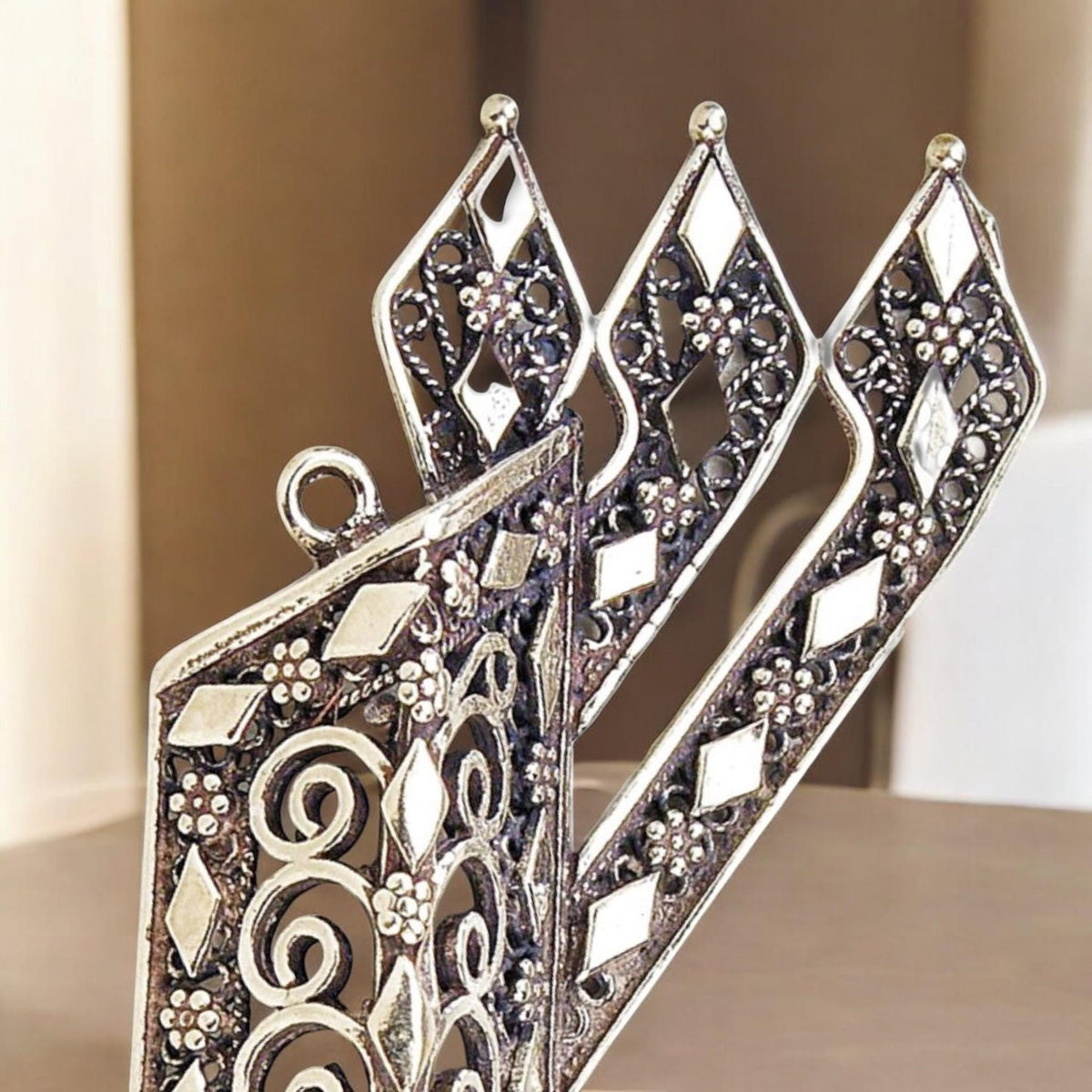 Étui à Mezouza Shin en argent sterling, art du filigrane yéménite