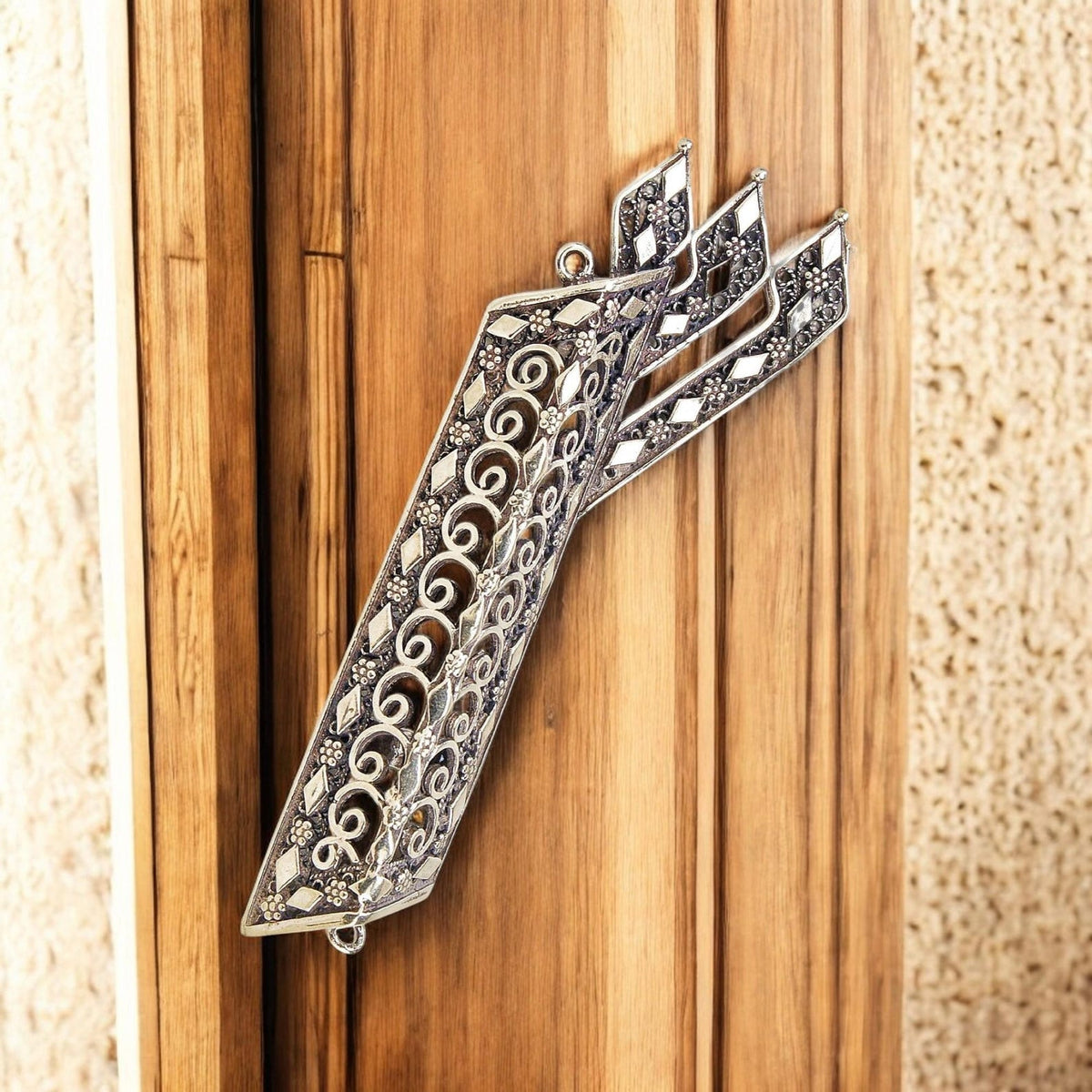 Étui à Mezouza Shin en argent sterling, art du filigrane yéménite