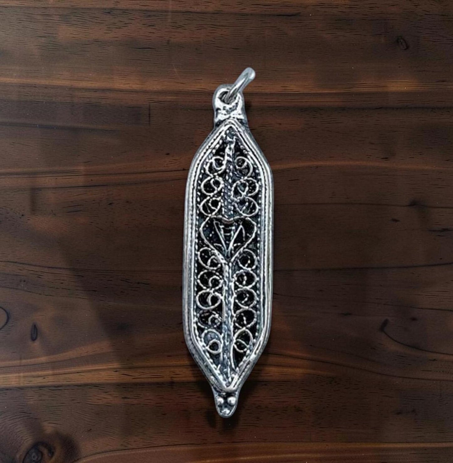 Sterling Silver Mezuzah Pendant Necklace