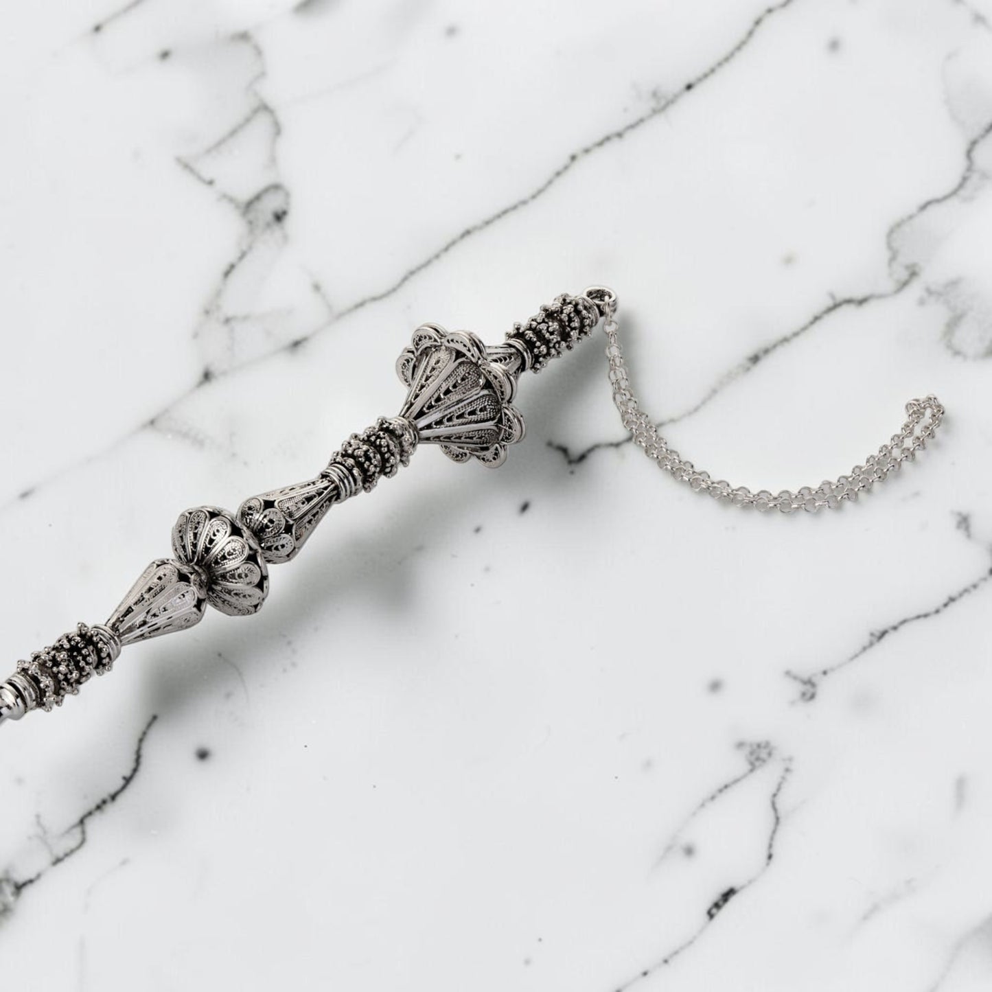 Sterling Silver Yemenite Filigree Torah Pointer Yad