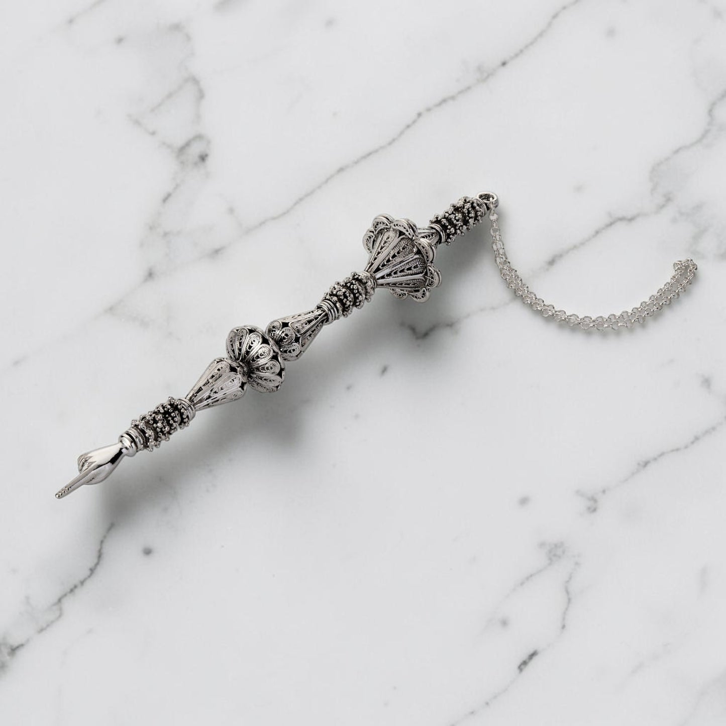 Sterling Silver Yemenite Filigree Torah Pointer Yad