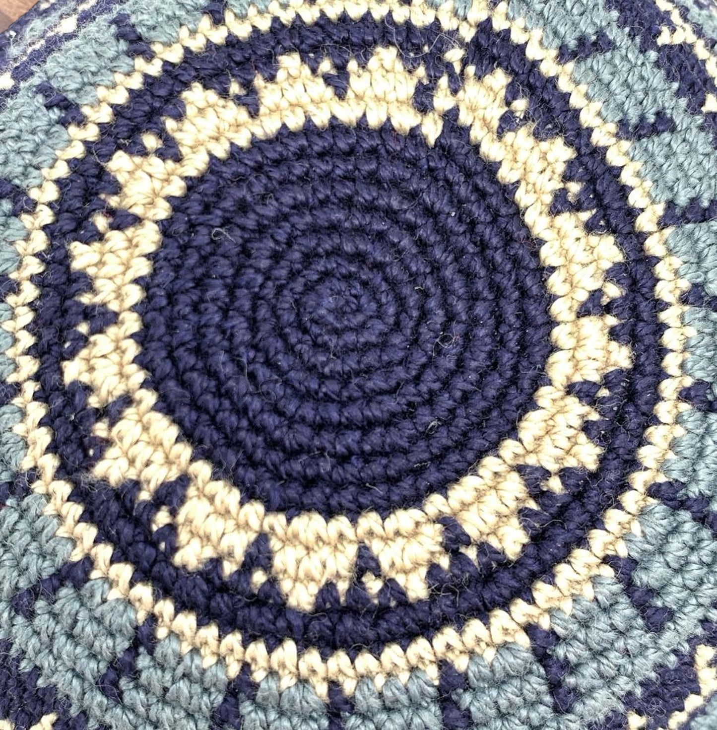 White, Blue, & Light Blue 14cm Cotton Knitted Kippah