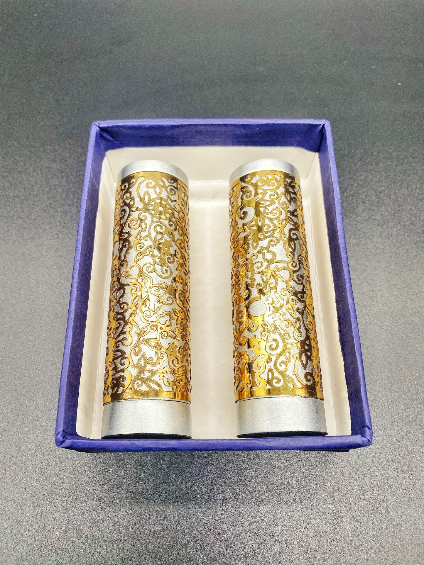 Gold Round Shabbat Candle Holders Stainless Steel Brass Pamot