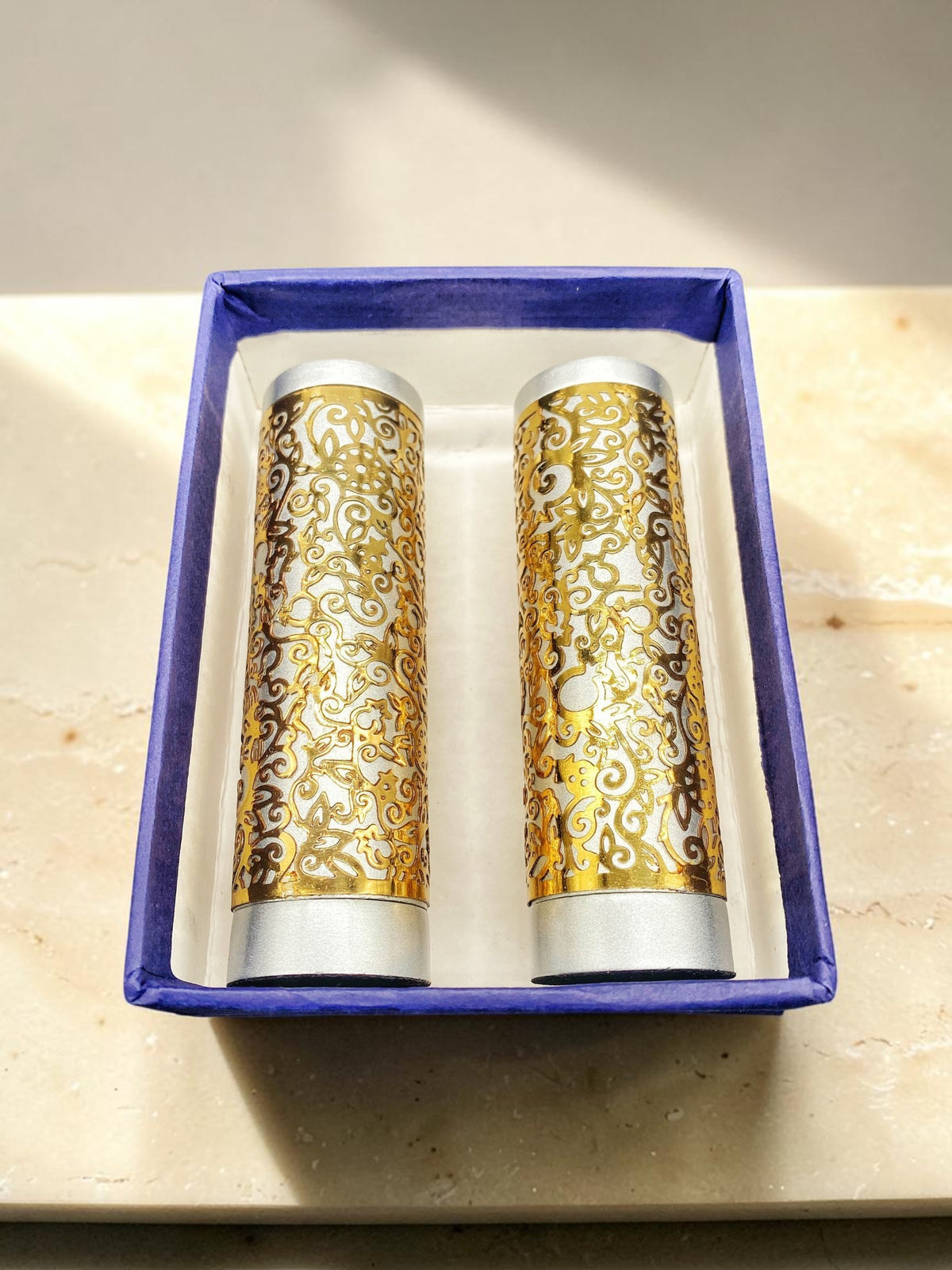 Bougeoirs de Shabbat ronds dorés | Pamot en acier inoxydable et laiton