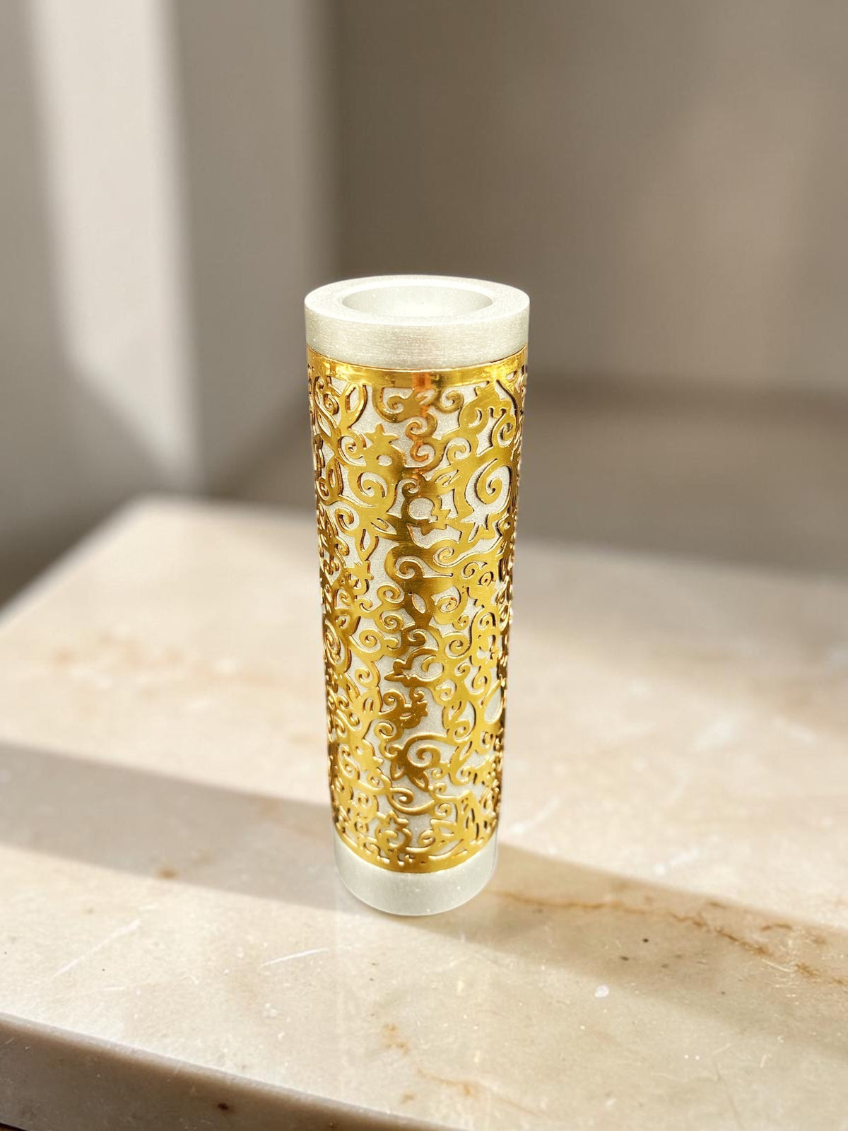 Bougeoirs de Shabbat ronds dorés | Pamot en acier inoxydable et laiton