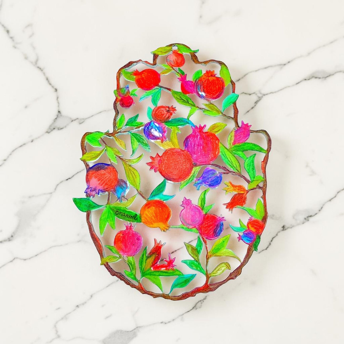 Pomegranate Metal Hamsa Wall Decoration