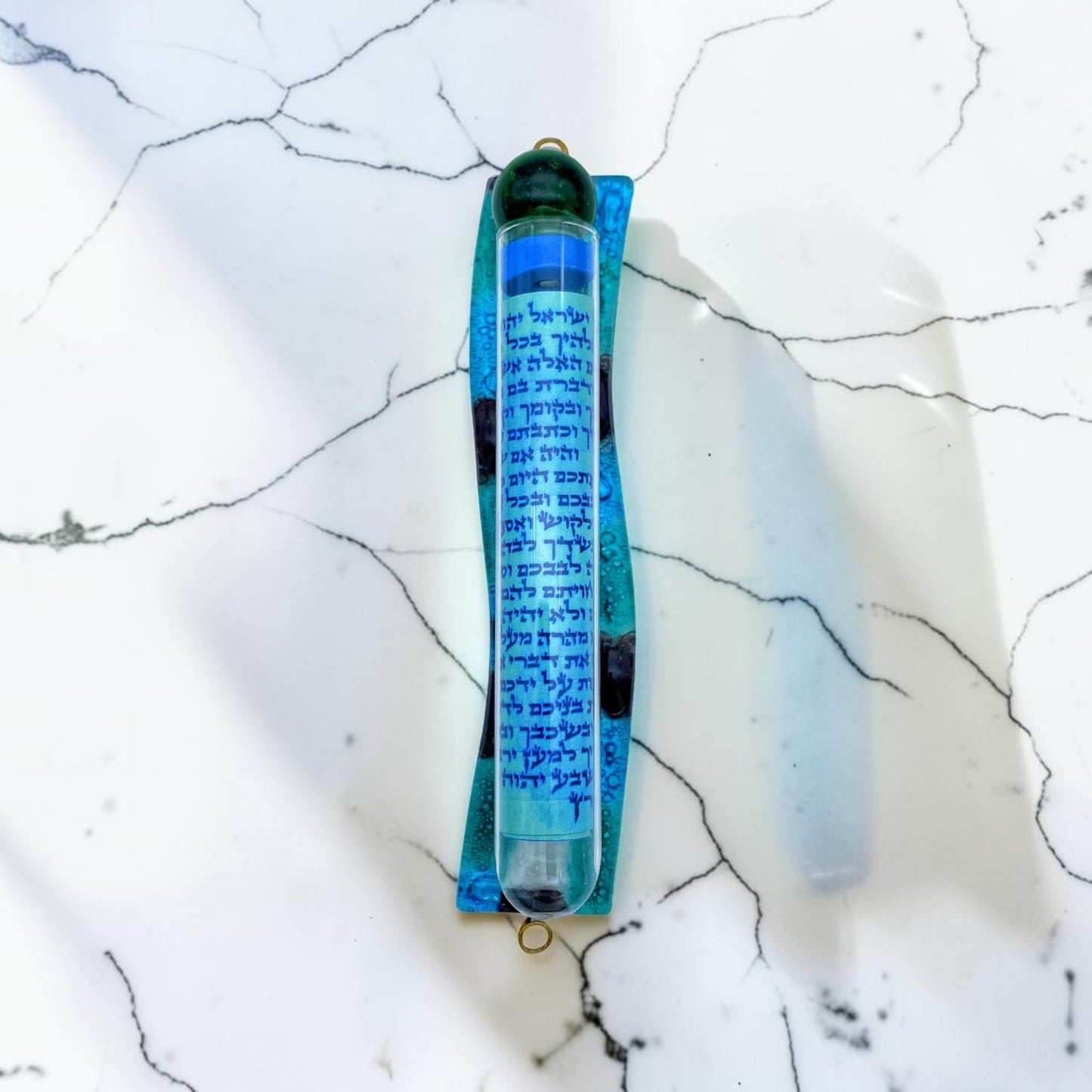 Handmade Wave Glass Mezuzah Case
