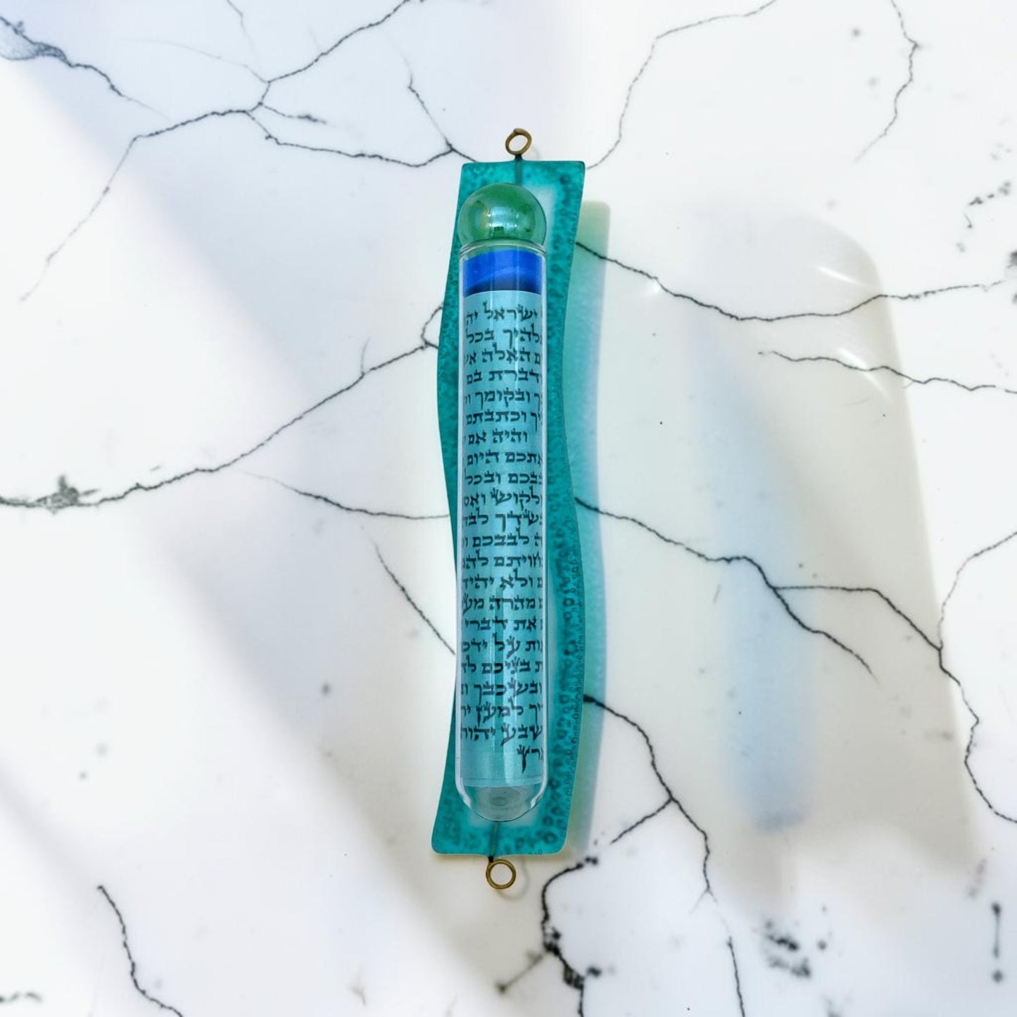 Handmade Wave Glass Mezuzah Case