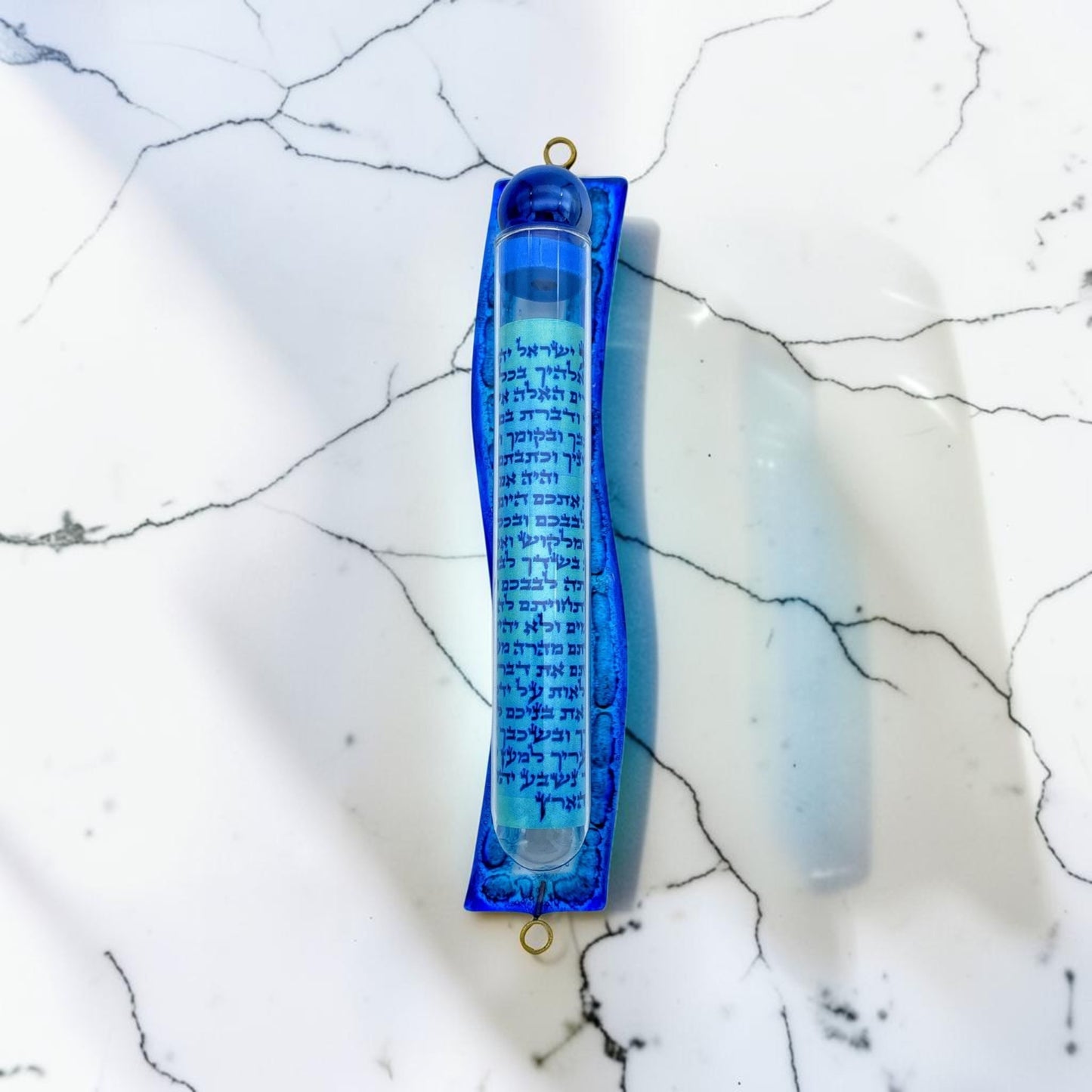 Handmade Wave Glass Mezuzah Case