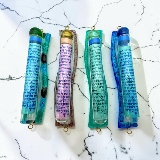 Handmade Wave Glass Mezuzah Case