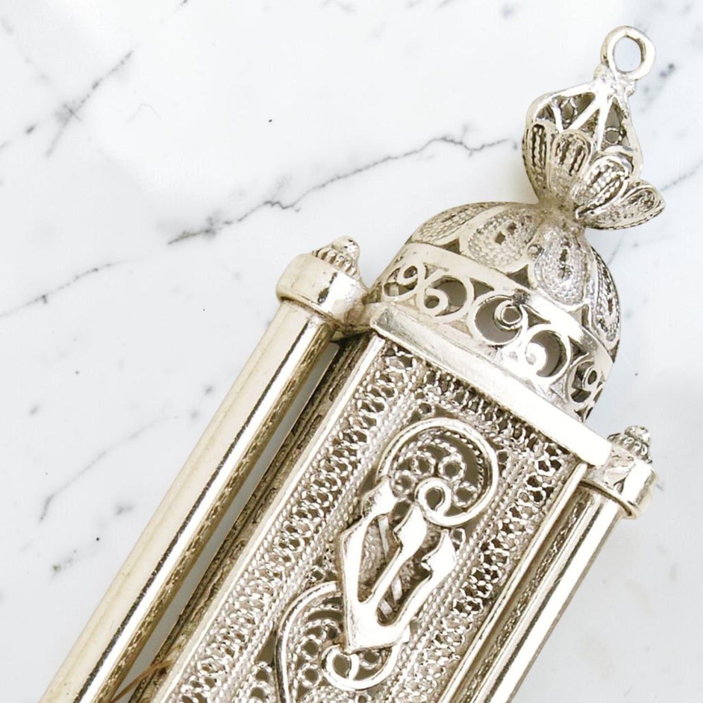 Sterling Silver Torah Mezuzah Case