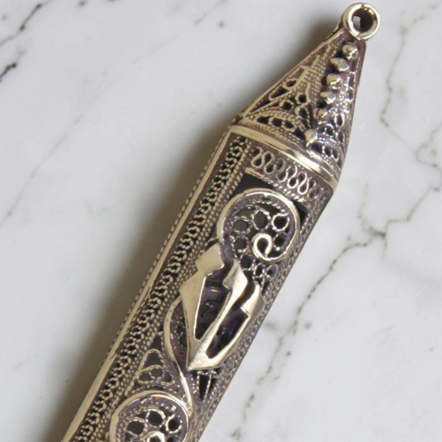 Handmade Sterling Silver Yemenite Filigree Mezuzah Case
