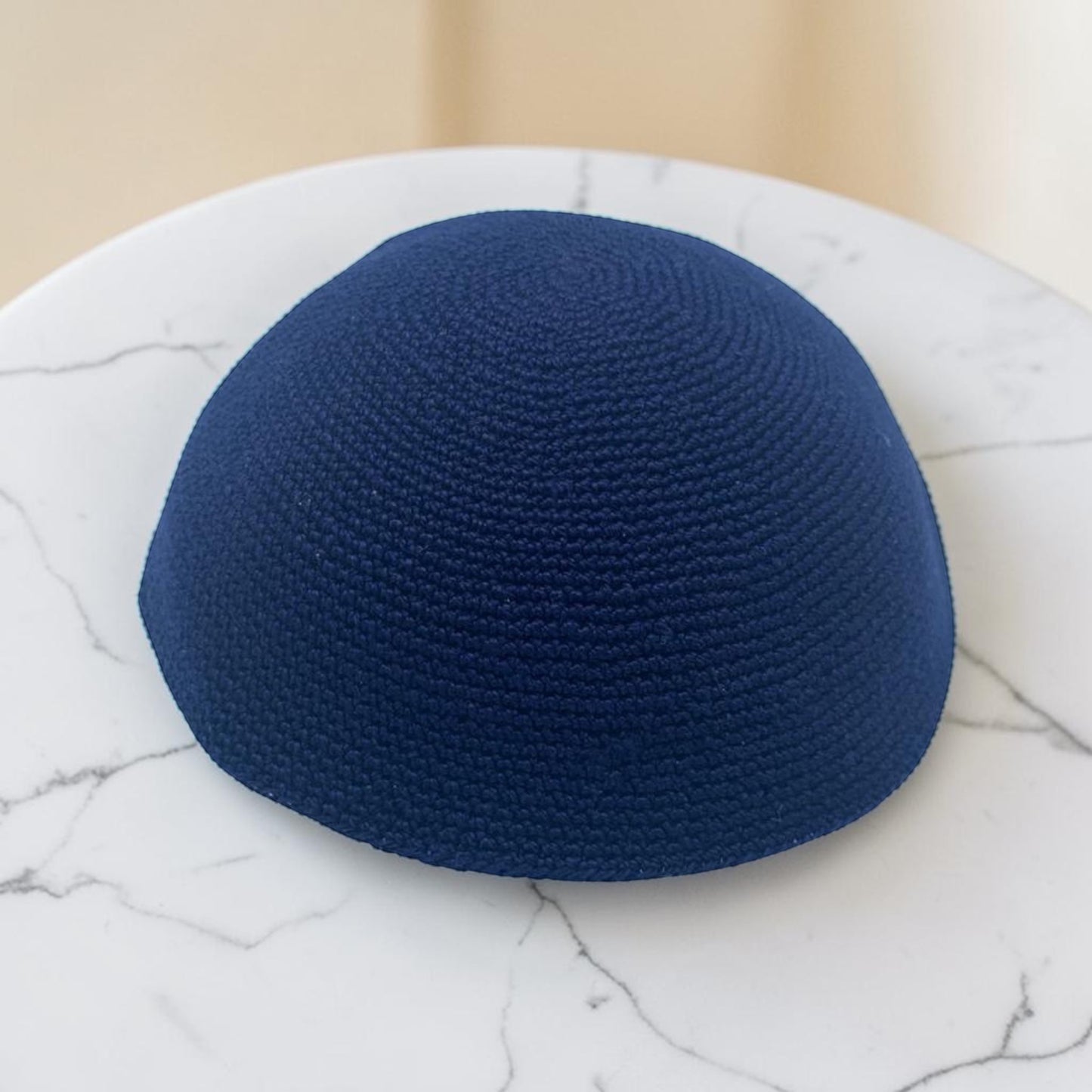 Dark Blue Cotton Knitted Kippah