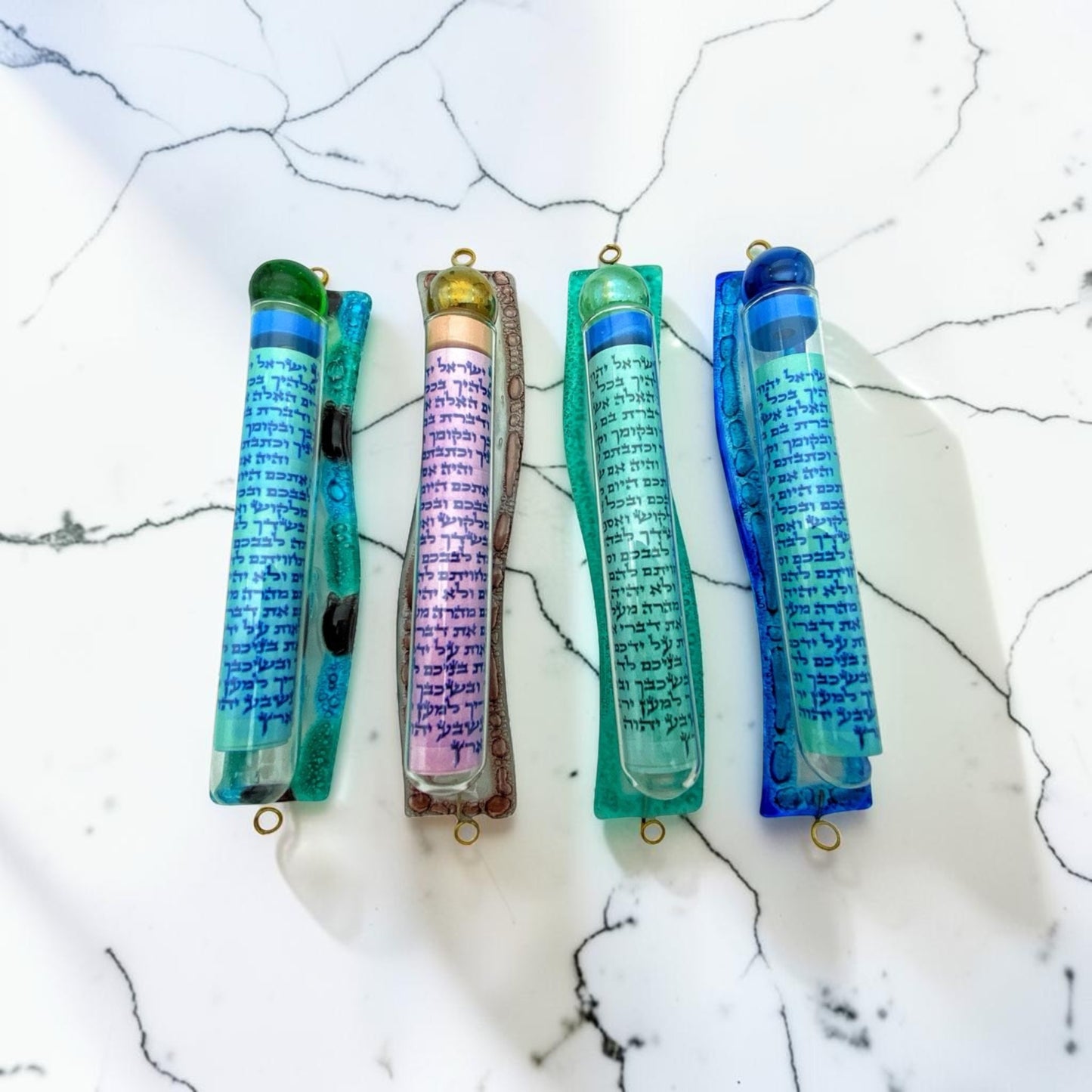 Handmade Wave Glass Mezuzah Case