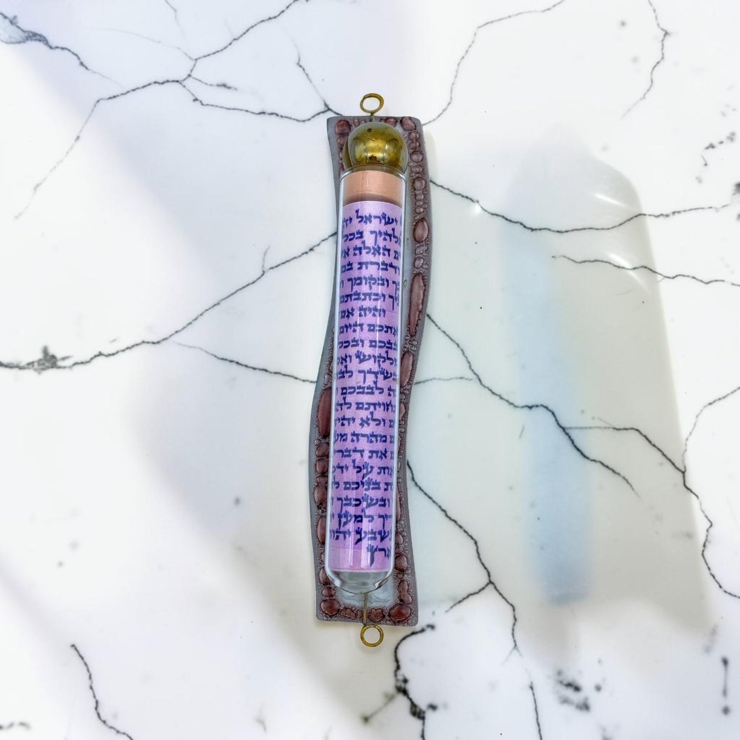 Handmade Wave Glass Mezuzah Case