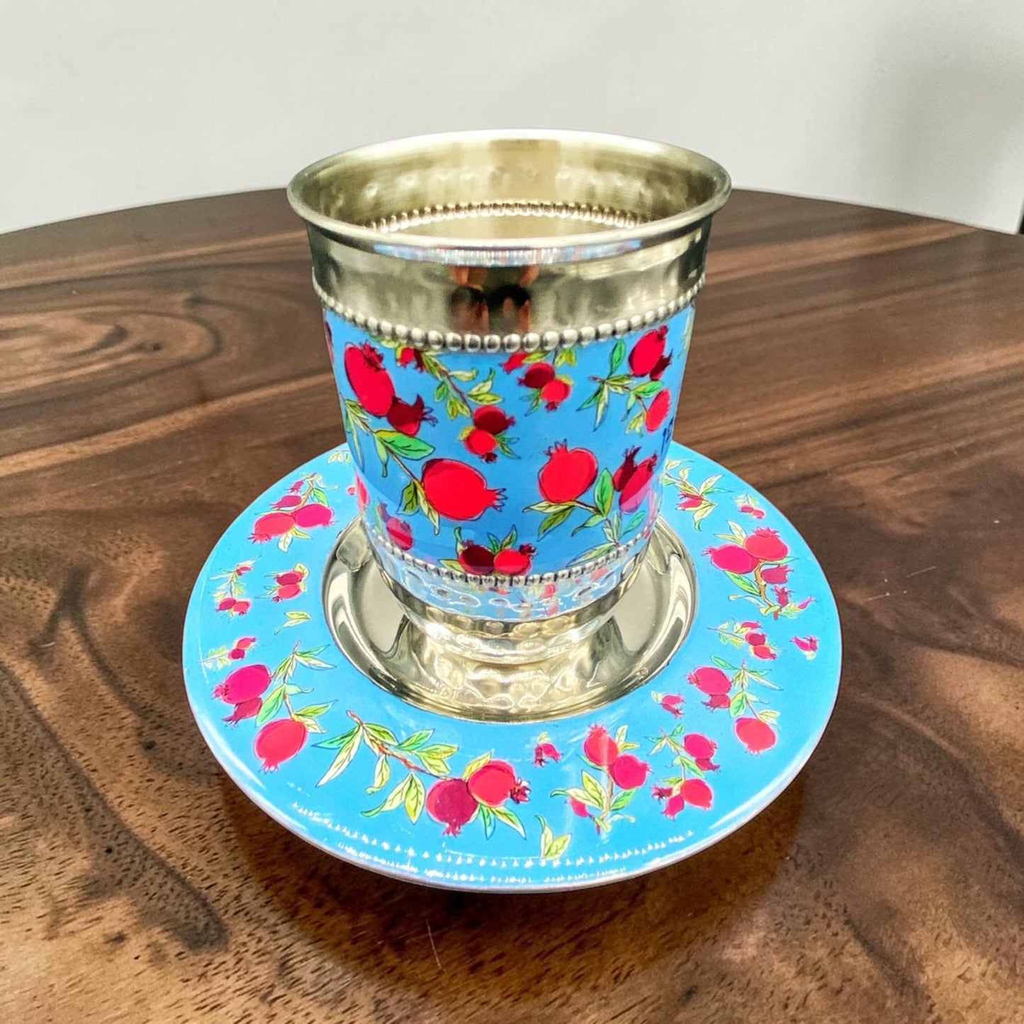 Pomegranate Design Stainless Steel Kiddush Cup