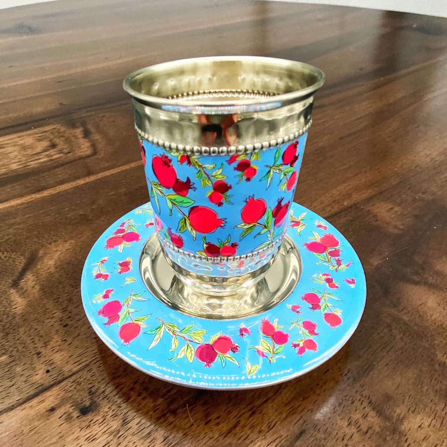 Pomegranate Design Stainless Steel Kiddush Cup