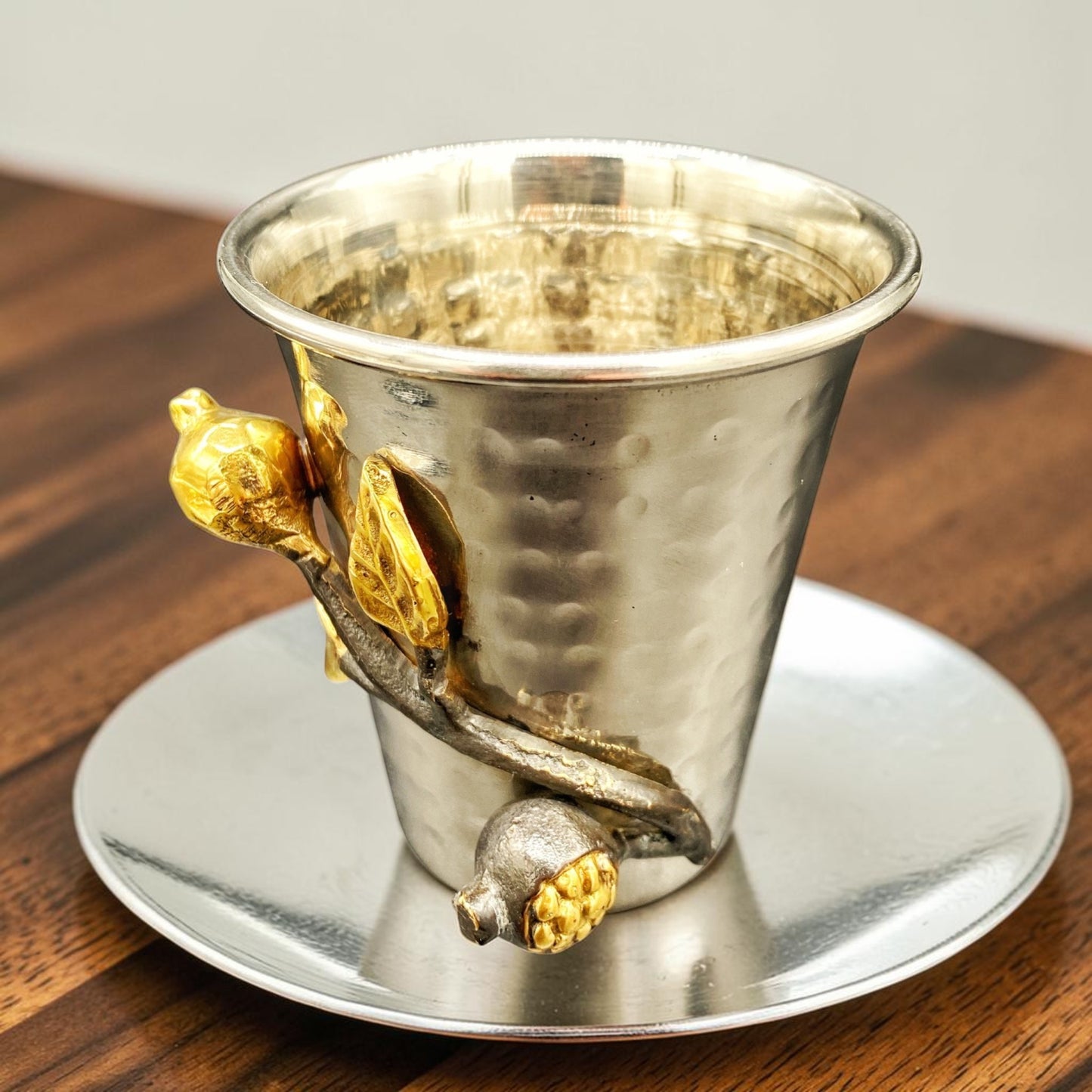 Silver Pomegranates Stainless Steel Kiddush Cup