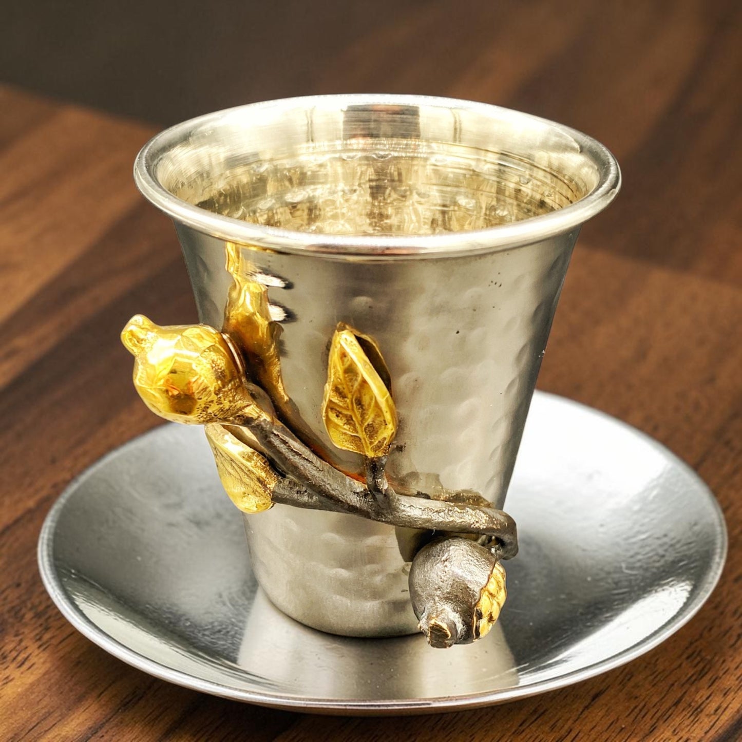 Silver Pomegranates Stainless Steel Kiddush Cup