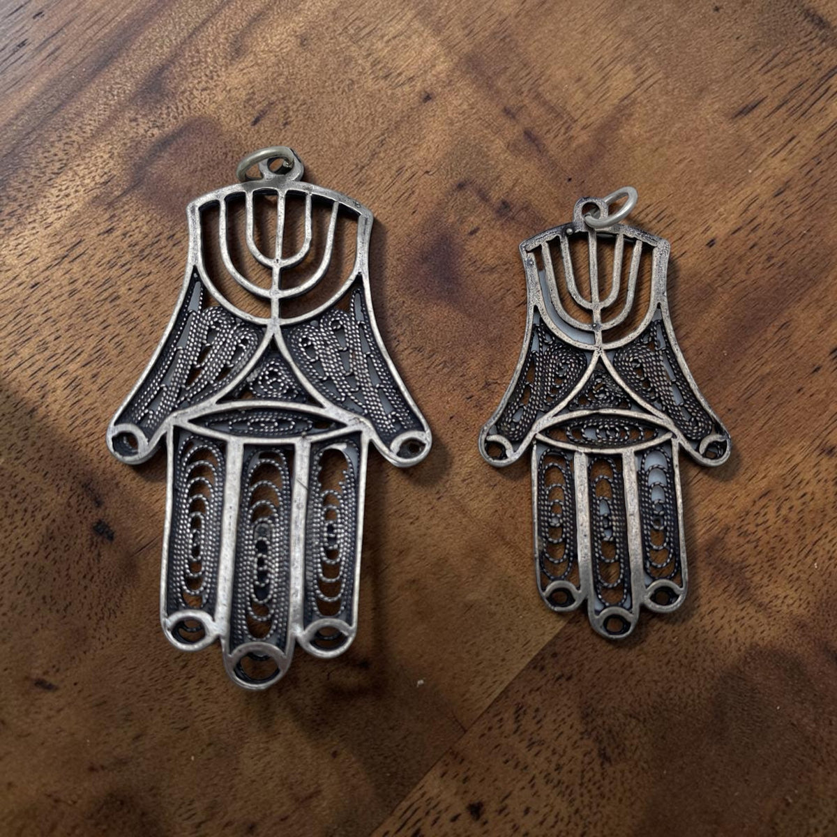 Collier Menorah Hamsa en argent sterling