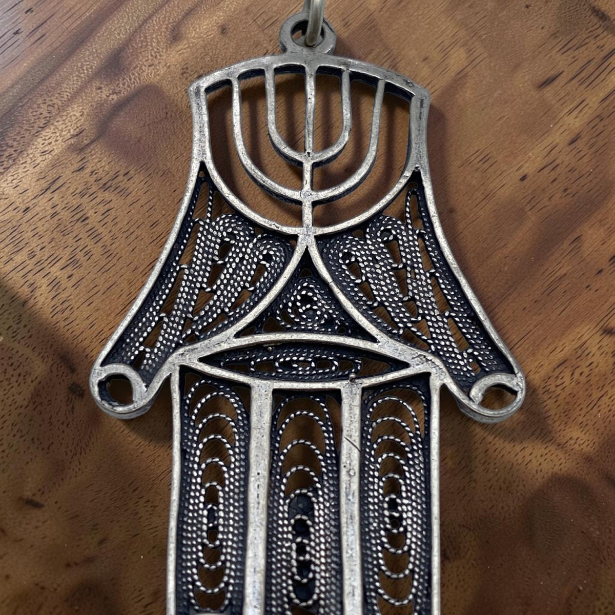 Collier Menorah Hamsa en argent sterling
