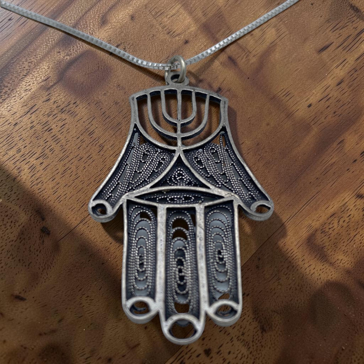 Collier Menorah Hamsa en argent sterling