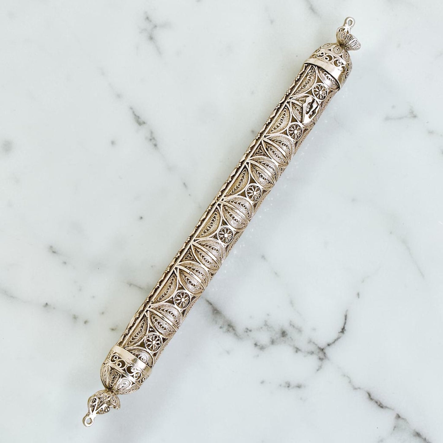 Sterling Silver Yemenite Filigree Mezuzah Case