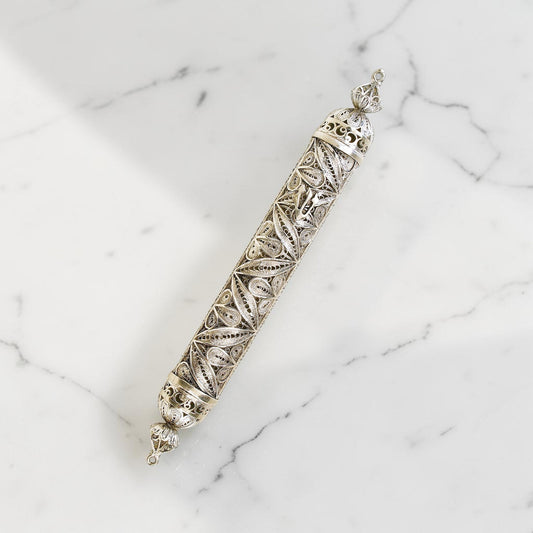 Sterling Silver Flower Mezuzah Case