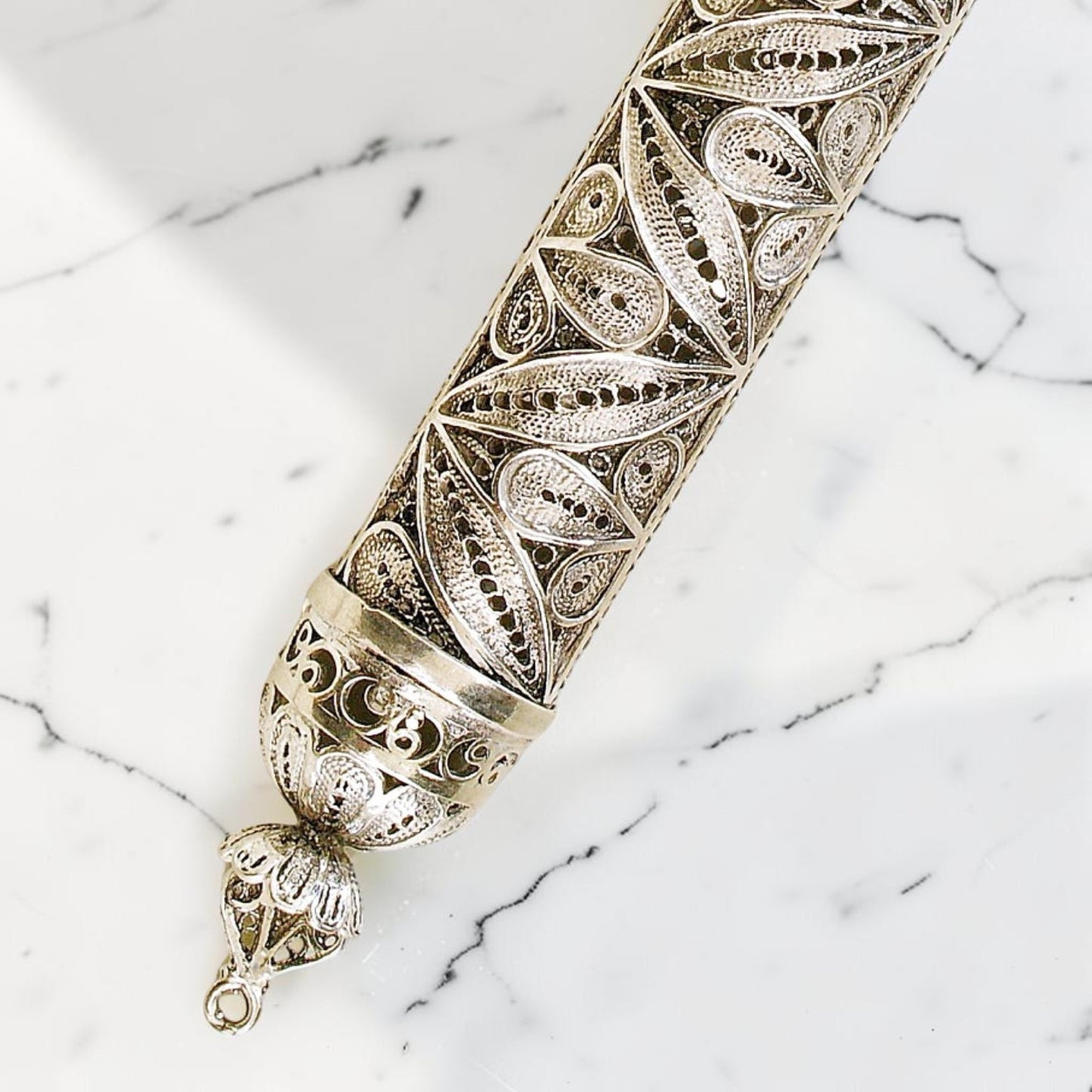 Sterling Silver Flower Mezuzah Case