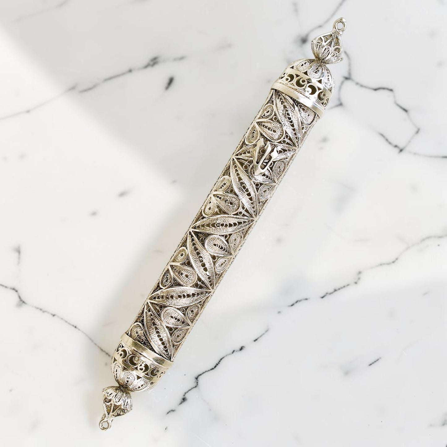 Sterling Silver Flower Mezuzah Case