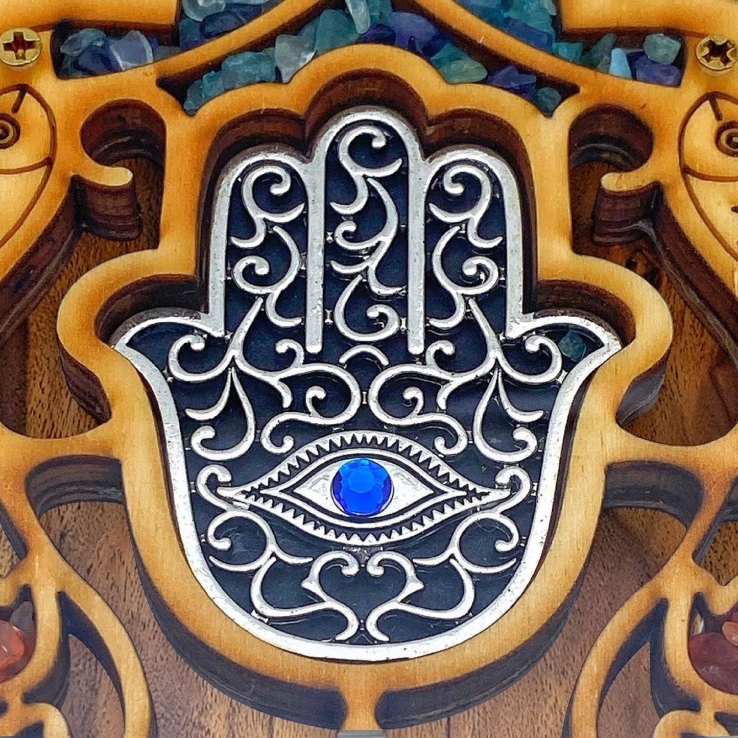 Wood Double Hamsa Home Blessing