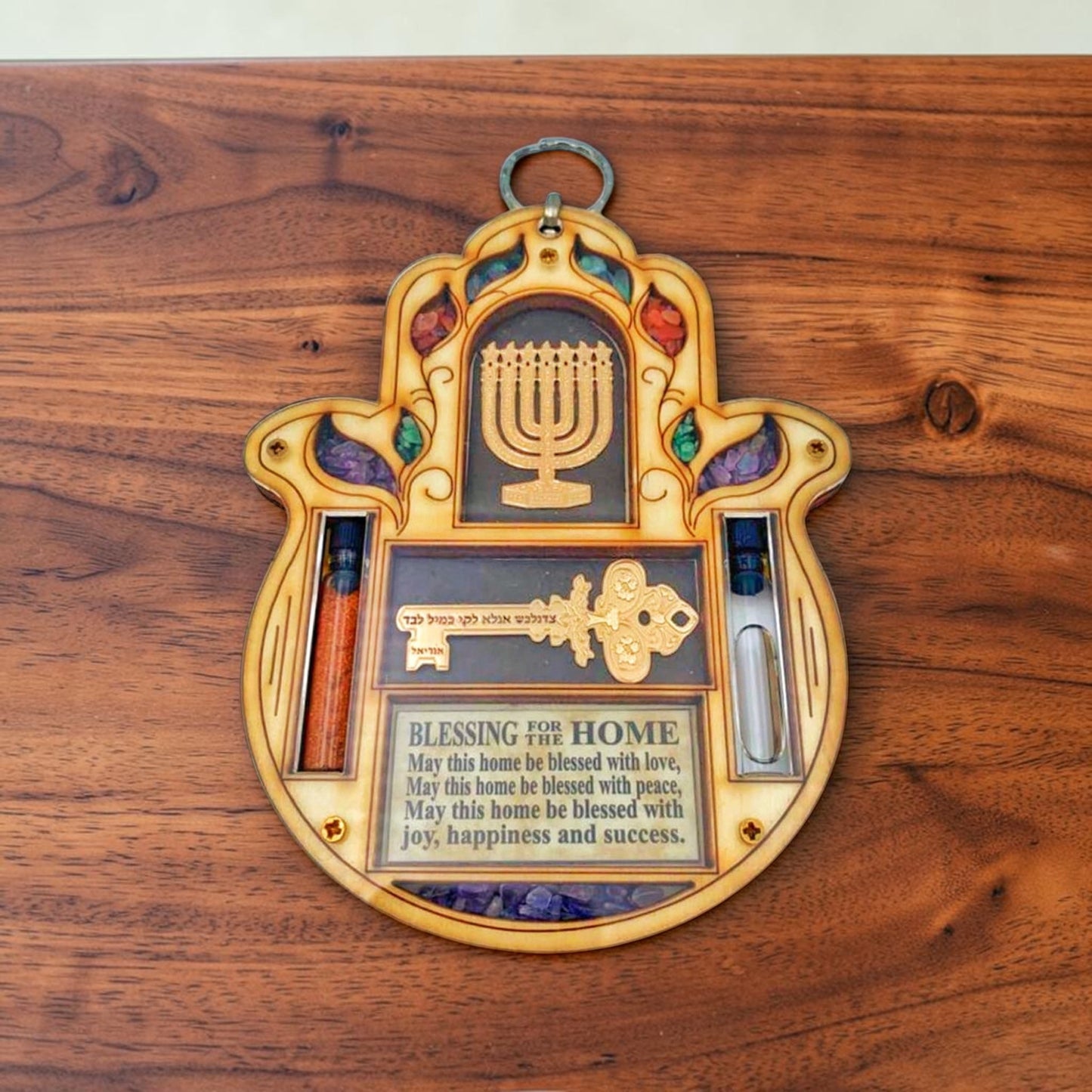 Wooden Hamsa Home Blessing Wall Decor