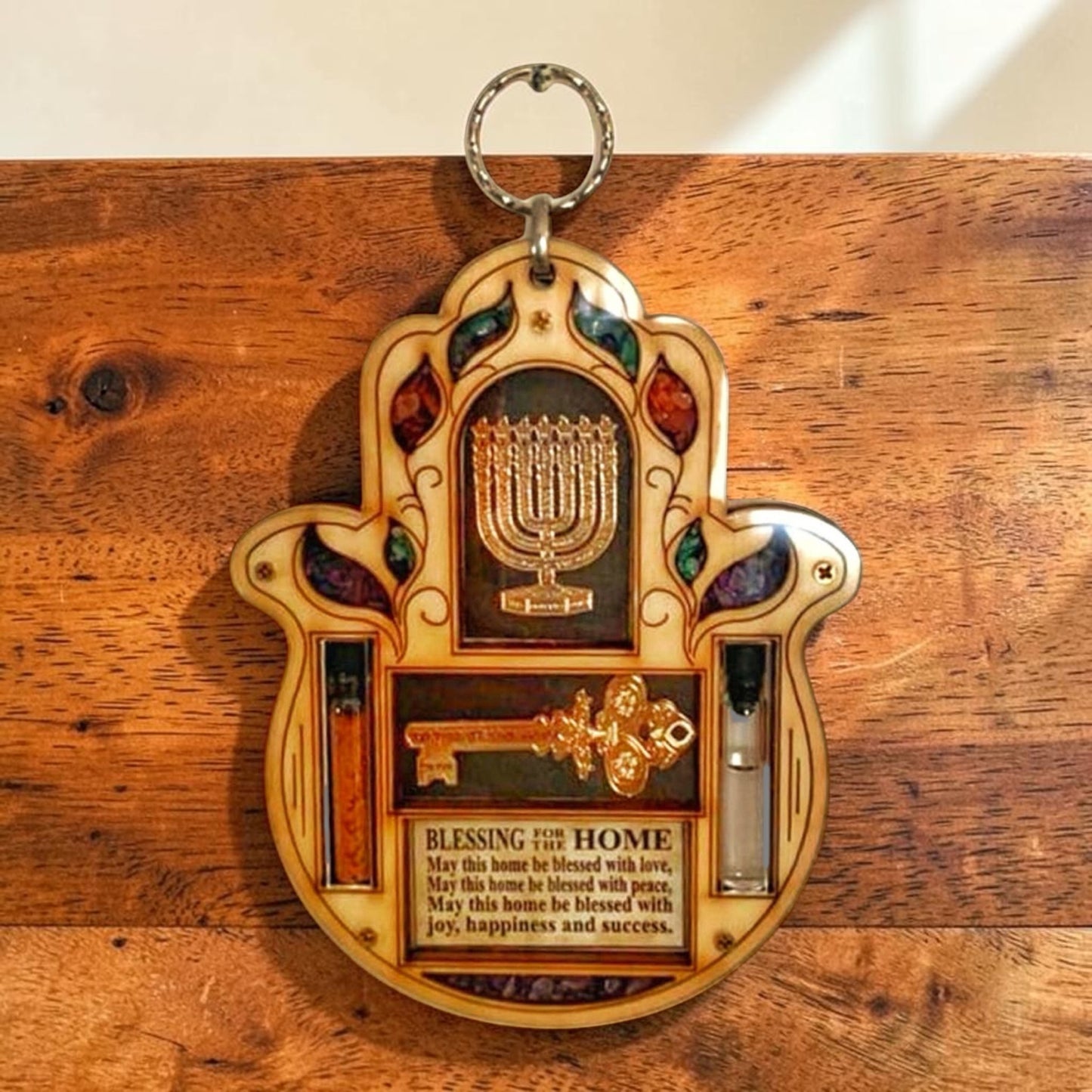 Wooden Hamsa Home Blessing Wall Decor