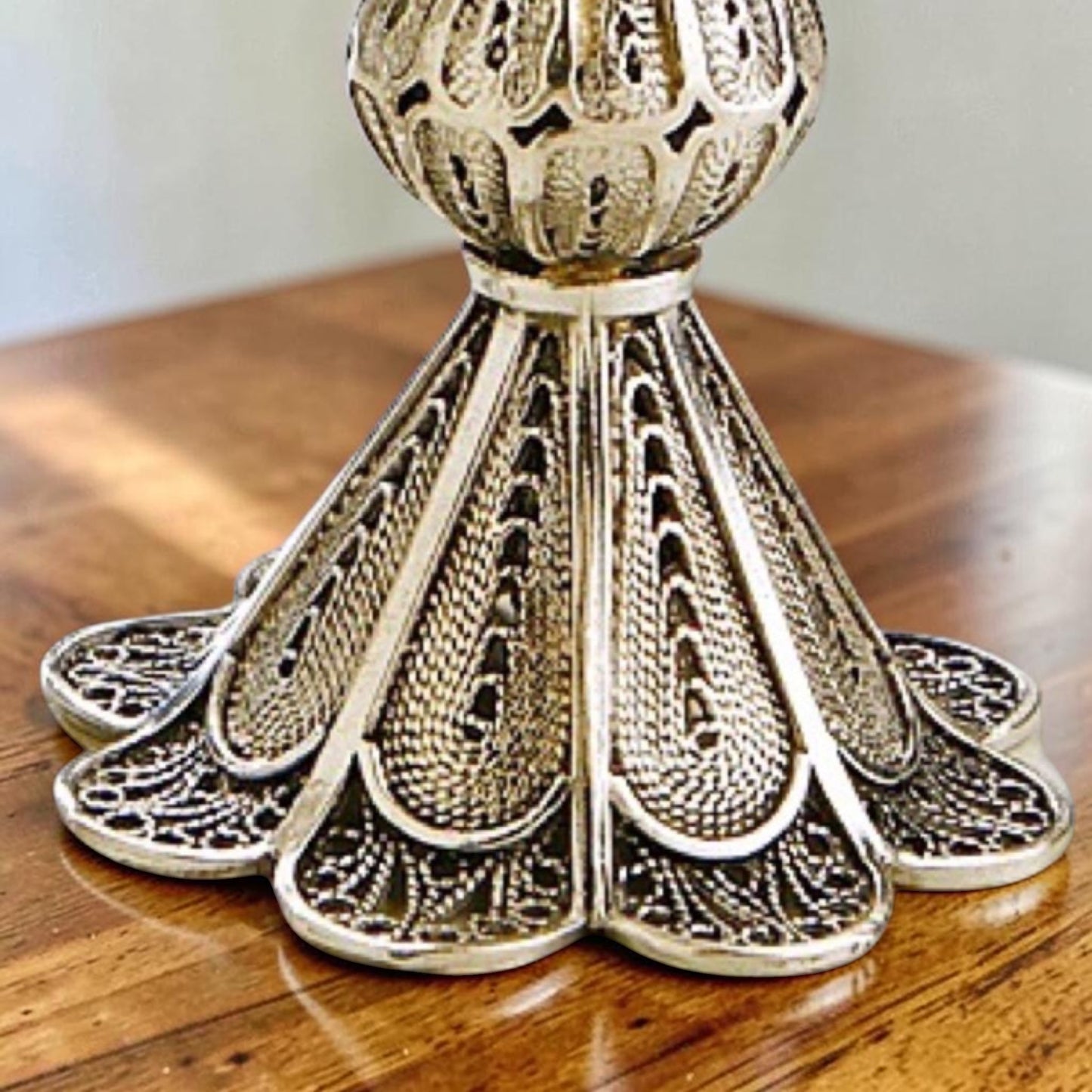 Mini Sterling Silver Yemenite Filigree Shabbat Candle Holders