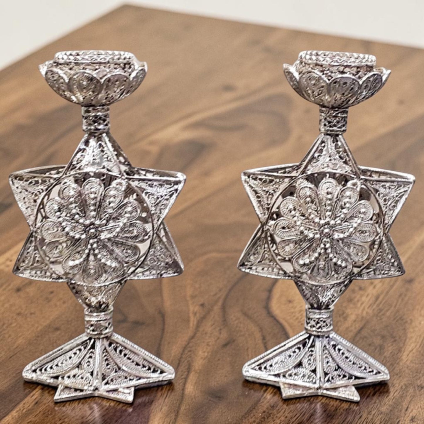 Sterling Silver Star of David Candle Holders