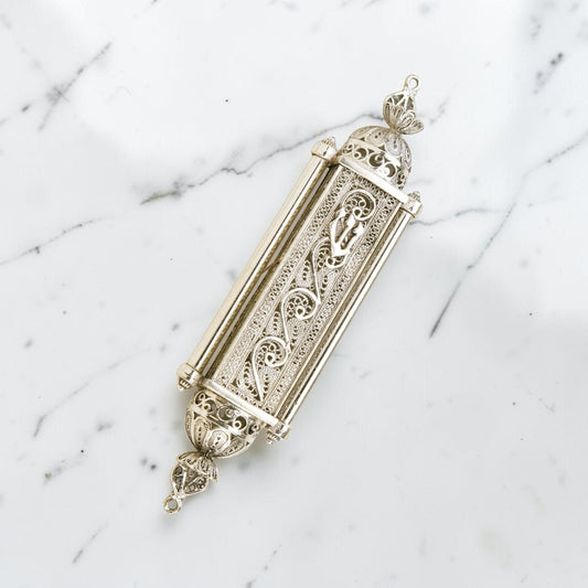 Sterling Silver Torah Mezuzah Case