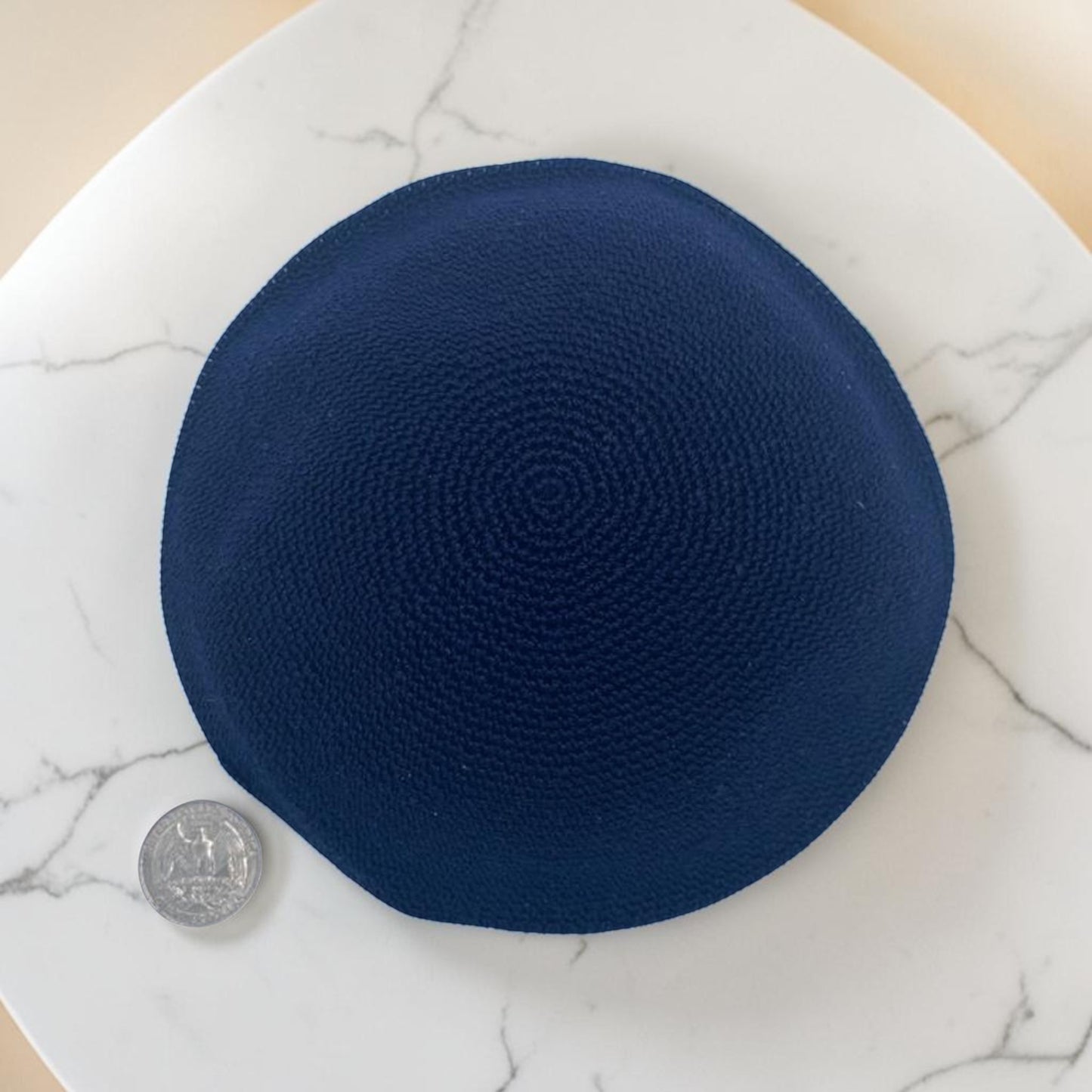 Dark Blue Cotton Knitted Kippah