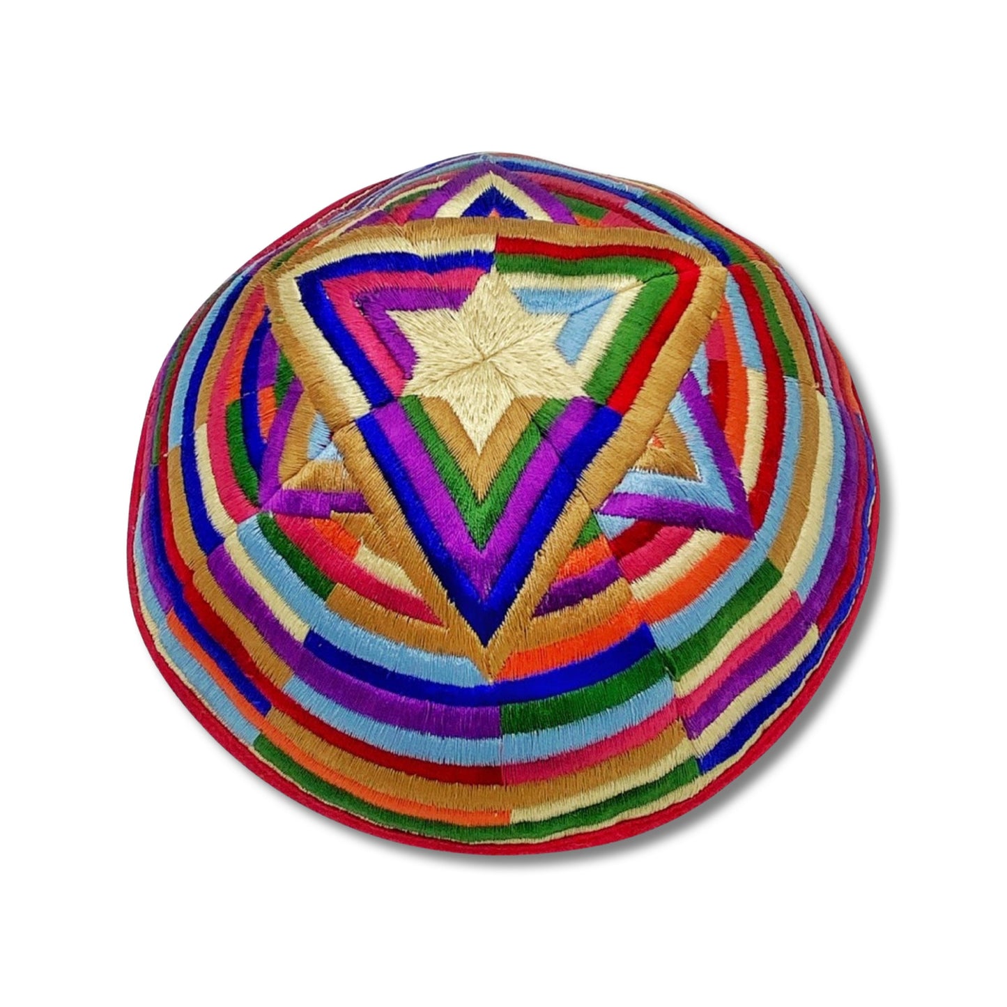 Colorful Star of David Embroidered Kippah