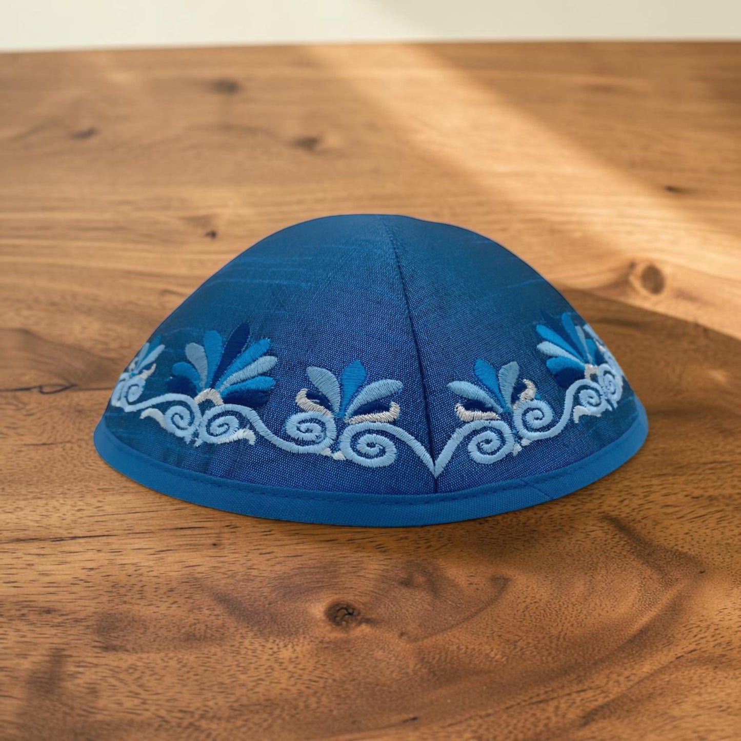 Dark Blue Embroidered Kippah