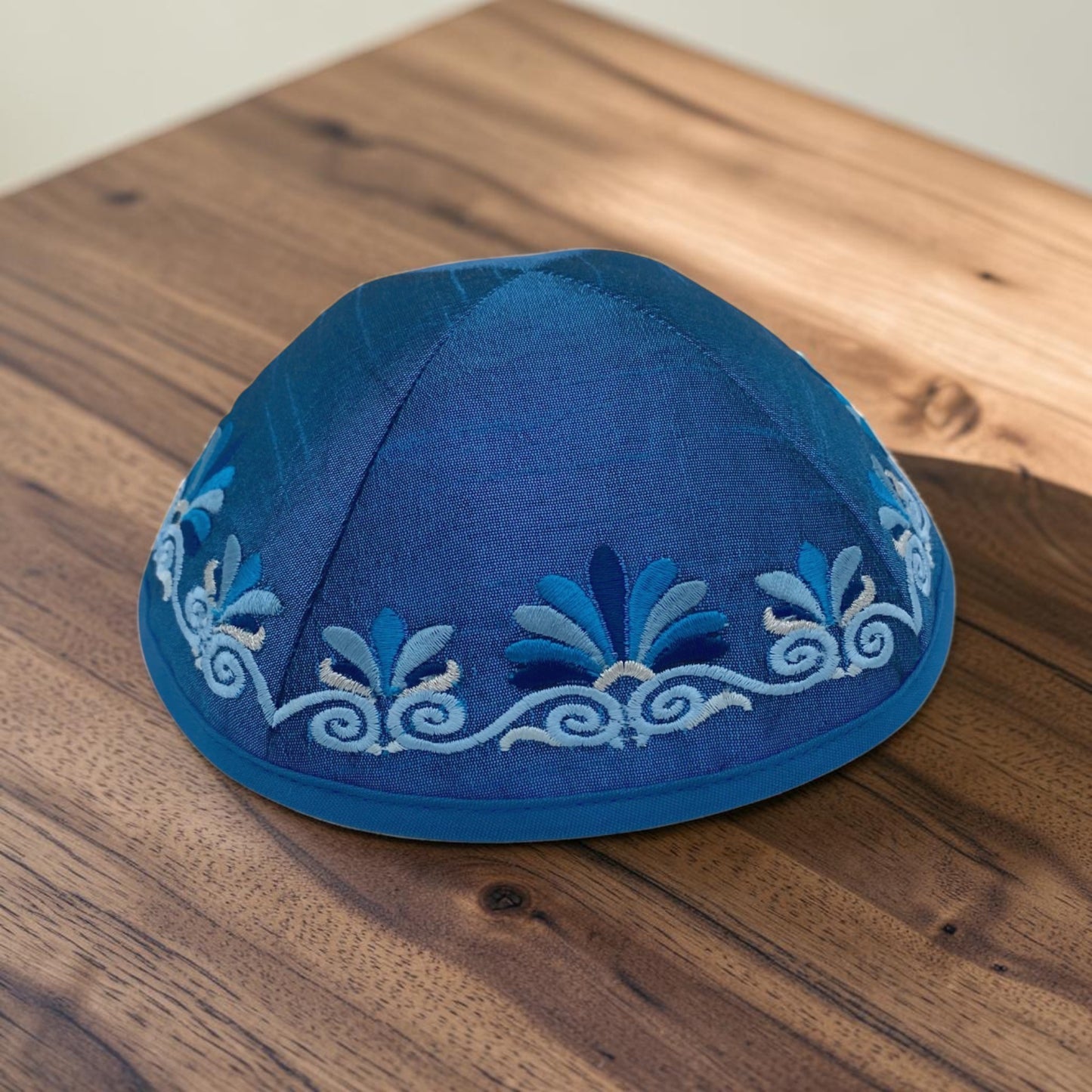 Dark Blue Embroidered Kippah