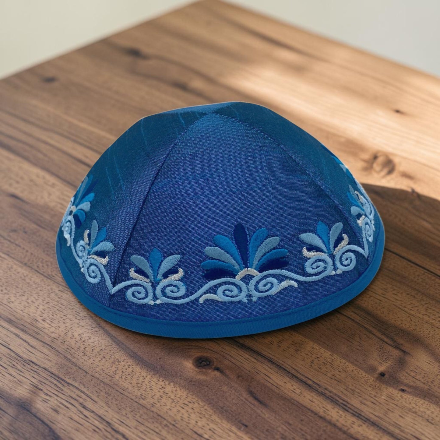 Dark Blue Embroidered Kippah