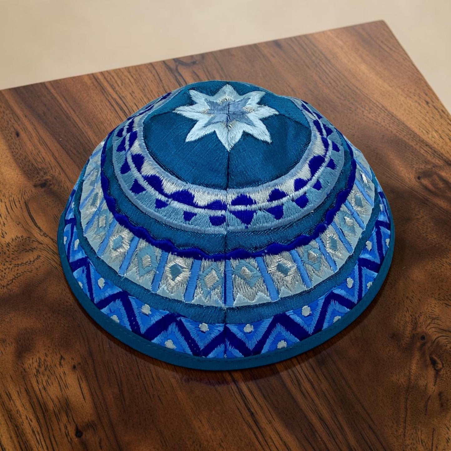 Blue/Gold Embroidered Kippah