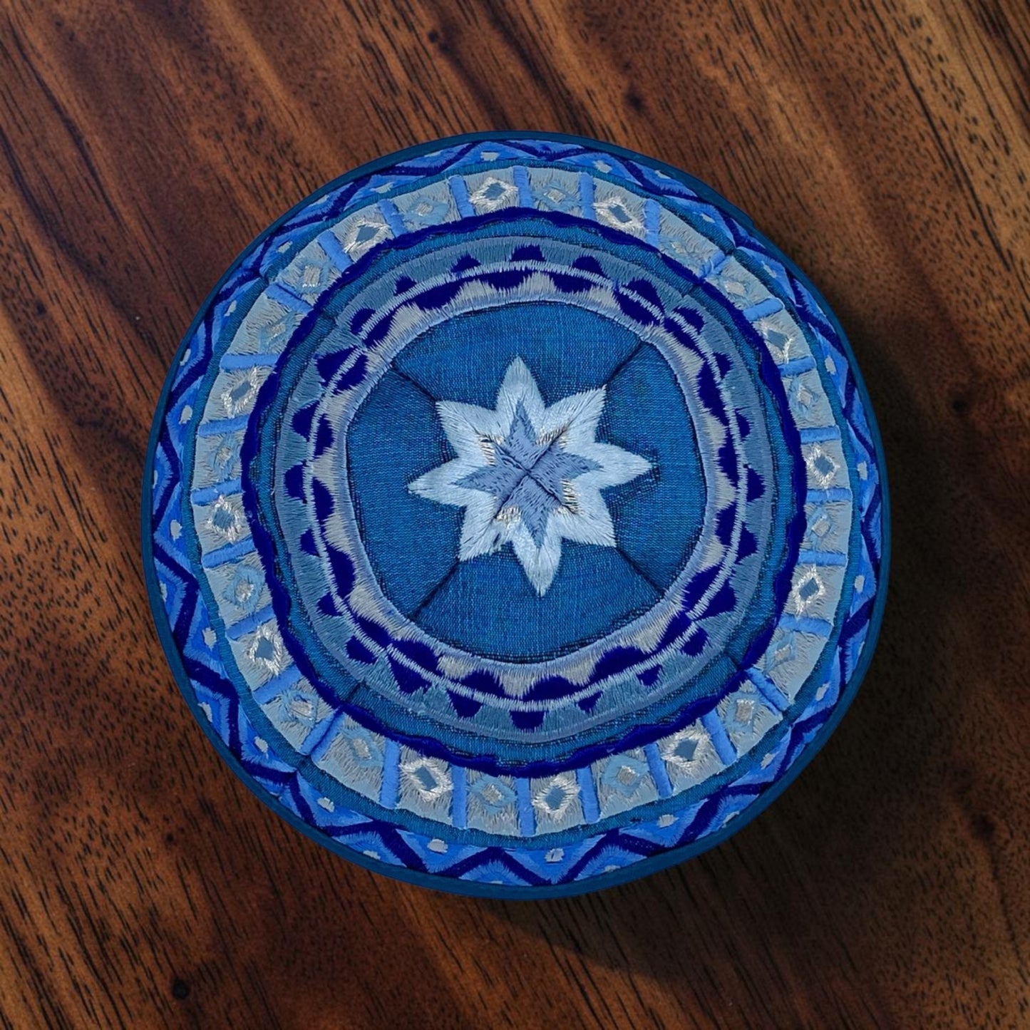 Blue/Gold Embroidered Kippah